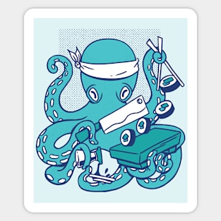 Vintage Octopus Sushi Chef Cartoon Sticker